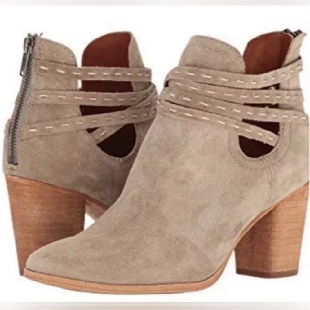 Frye Gray Ankle Boots with Western-Inspired Design